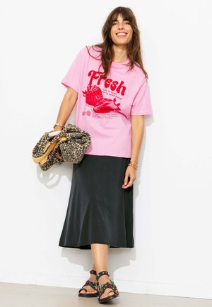 Promod, JUPE MIDI EN JERSEY UNI - Jupe trapèze - noir