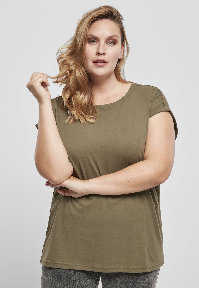 Urban Classics EXTENDED SHOULDER TEE - Pamata T-krekls - olive