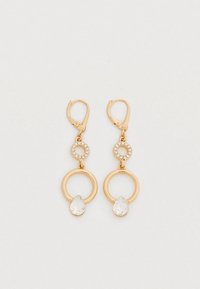 Σκουλαρίκια με επίχρυσο τόνο σε σχήμα σταγόνας, με κυκλικά σχέδια, διαφανή σταγόνα και διακοσμητικά από λαμπερά στρας.