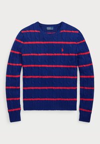 STRIPED  CABLE KNIT COTTON SWEATER - Svetrík - blue/red