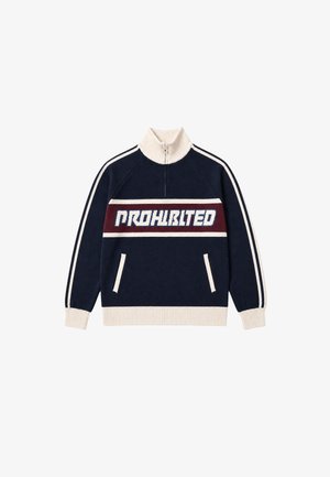 PROHIBITED, LETTERMAN KNITTED QUARTER ZIP UNISEX - Πουλόβερ - navy