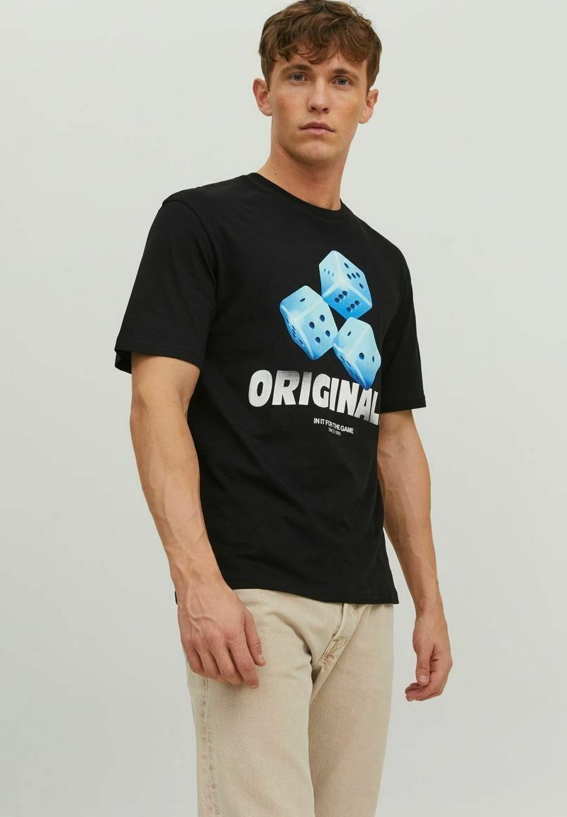 Jack & Jones JJELOGO TEE O-NECK - Print T-shirt - cloud dancer/white