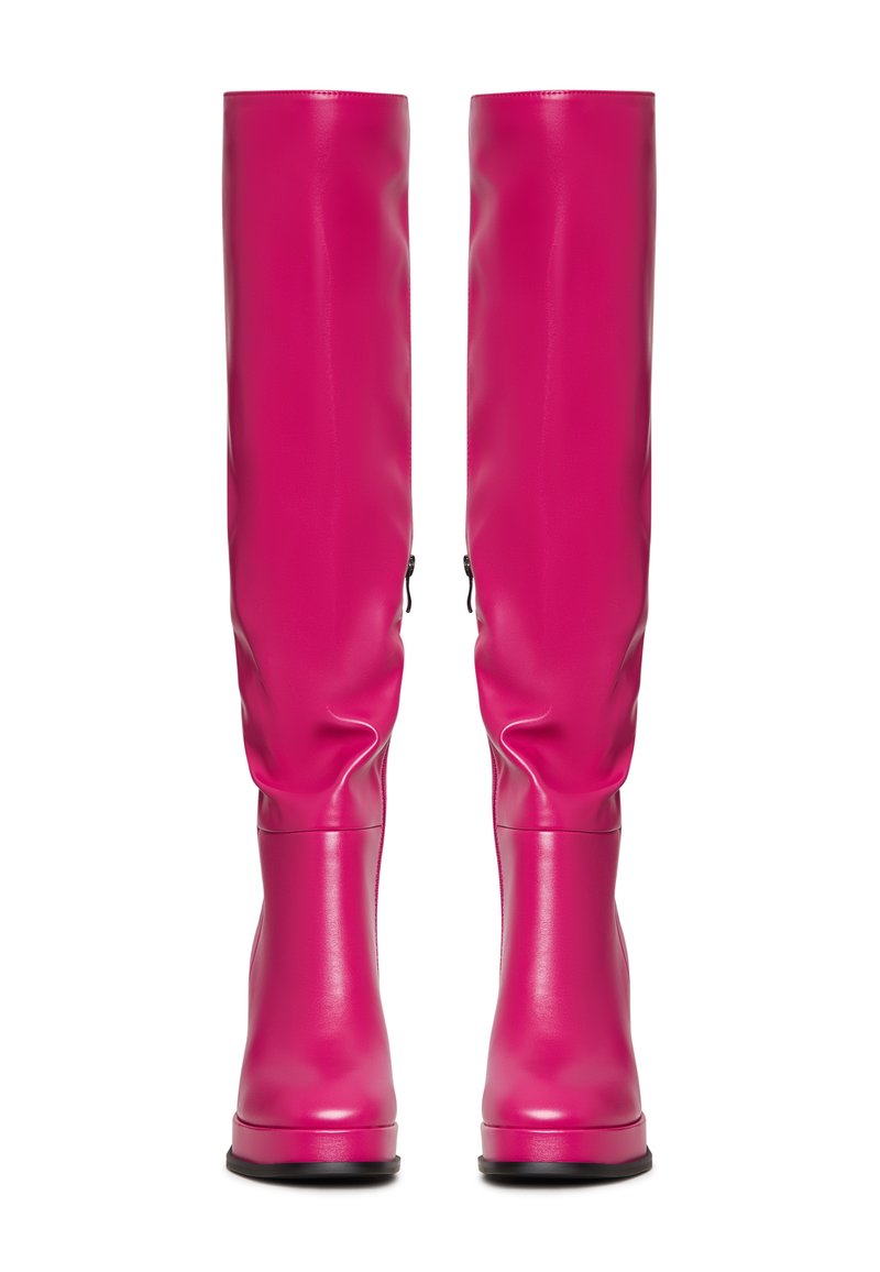 Jean fonce délave détail coutures rose fuchsia coupe slim - Horizons Lointains