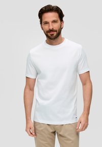 s.Oliver BLACK LABEL MIT CREW NECK - T-shirt basic - weiß