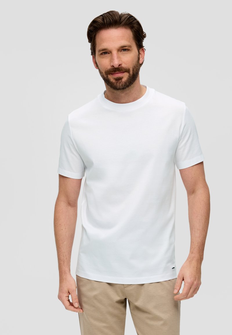 s.Oliver BLACK LABEL MIT CREW NECK - T-shirt basic - weiß