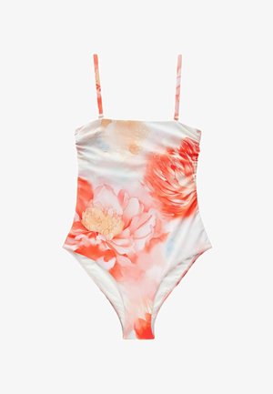 Next TUMMY CONTROL BANDEAU - Fürdőruha - coral pink floral