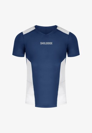 Smilodox SLIM FIT MAISON MESH - Printtipaita - dunkelblau