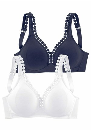 LASCANA 2 PACK - T-Shirt BH - marine/weiß