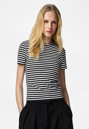 Pieces PCLAYA BABY TEE - Nyomott mintás póló - black/bright white