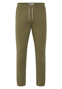 Olivgrüne Sweatpants aus weichem Stoff, mit einem elastischen Bund und Kordelzügen, taillierter Form und gerippten Bündchen.