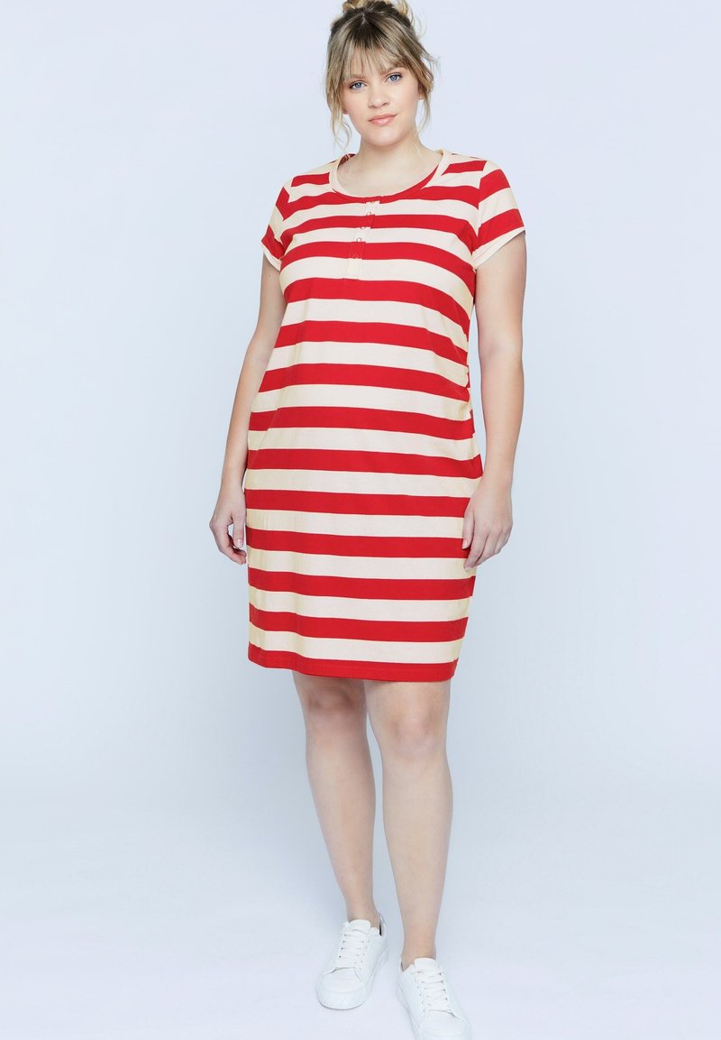 Damen Freizeitkleider | Ulla Popken Jerseykleid salsa/rot - AN39773 Damen Freizeitkleider | Ulla Popken Jerseykleid salsa/rot - AN39773