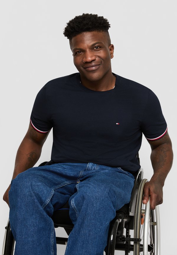 GLOBAL STRIPE CUFF TEE - Basic T-shirt - desert sky