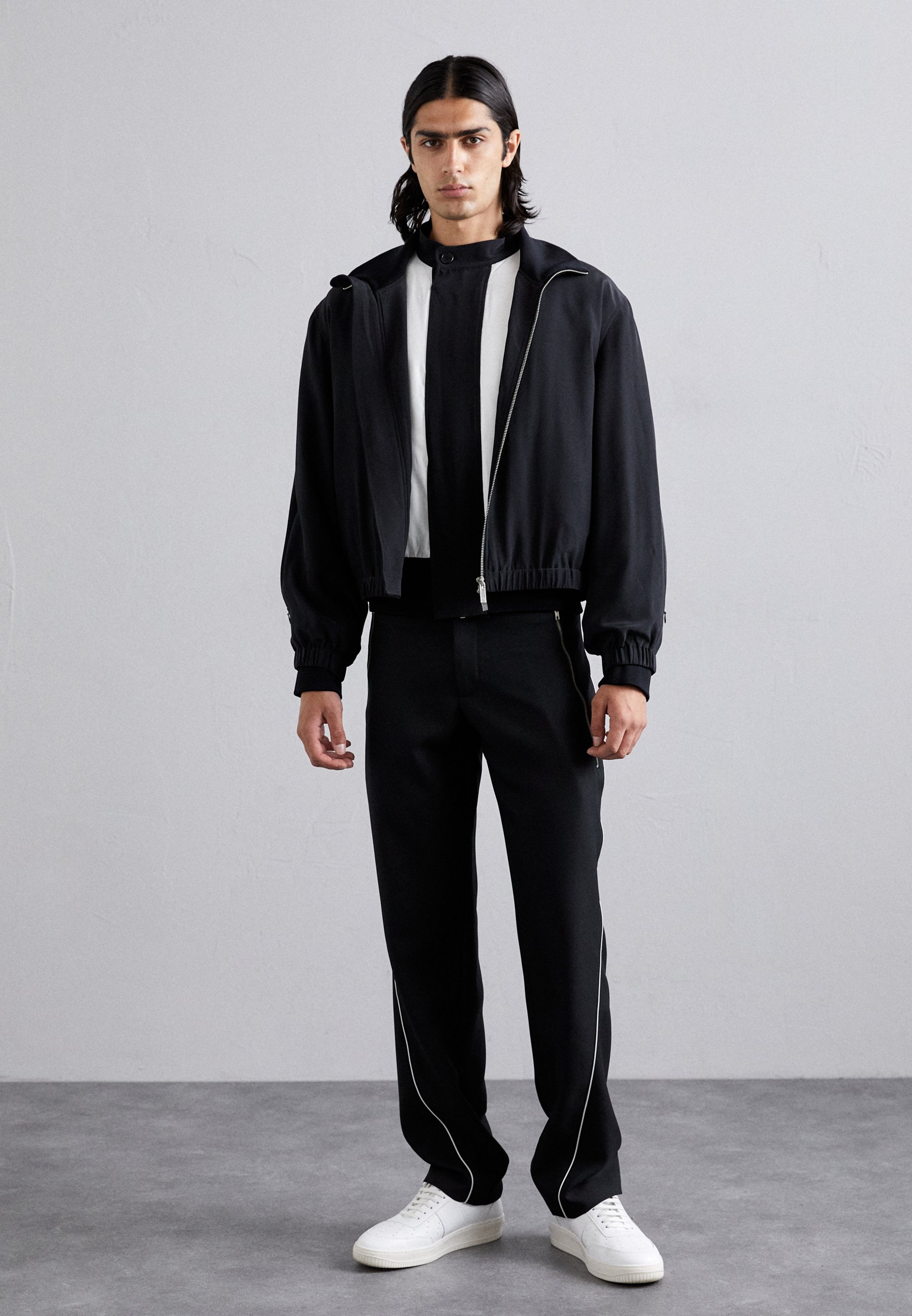 HELMUTLANG パーカー ジップ ラムレザー ジャケットY2K ブラック Hooded Leather Jacket – La Garçonne