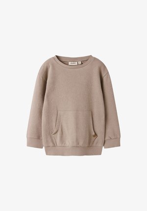 Ryškiai smėlio spalvos ilgomis rankovėmis su kangaroo tipo kišene ir ribotu apvadu rankogaliuose bei apačioje, skirta mažyliui arba jaunam vaikui.