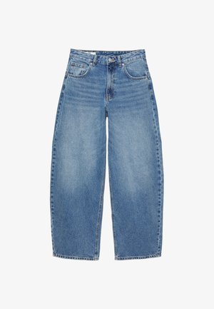 PULL&BEAR, HIGH-WAIST BALLOON FIT - JEANS - Jean baggy - blue denim