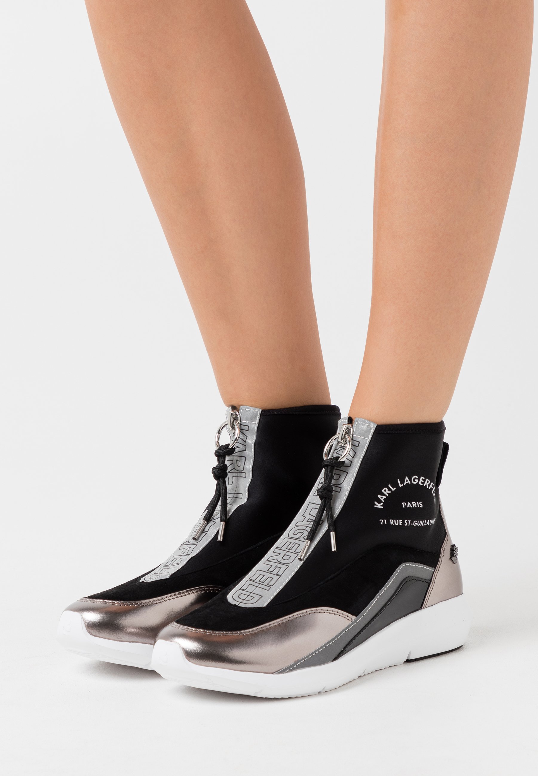 KARL LAGERFELD VITESSE SOCK ZIP - Sneakers hoog - black/silver/Zwart -  Zalando.nl