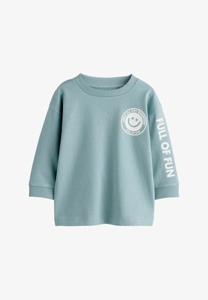 Next, REGULAR FIT - LONG SLEEVE BACK GRAPHIC T-SHIRT . - Langarmshirt - mineral blue smile all day everyday