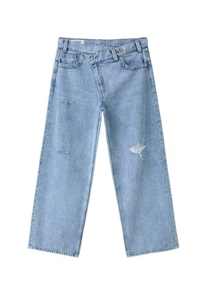 Stradivarius, WIDE-LEG CROSSOVER WAIST JEANS - Jean flare - stone blue denim