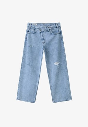 Stradivarius, WIDE-LEG CROSSOVER WAIST JEANS - Jean flare - stone blue denim