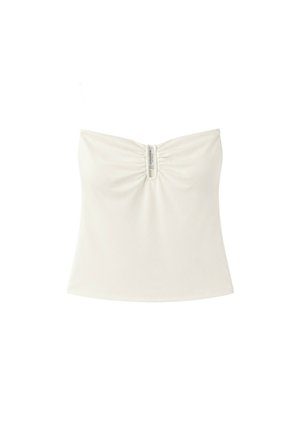 Stradivarius, DRAPED CROPPED TOP - Débardeur - beige