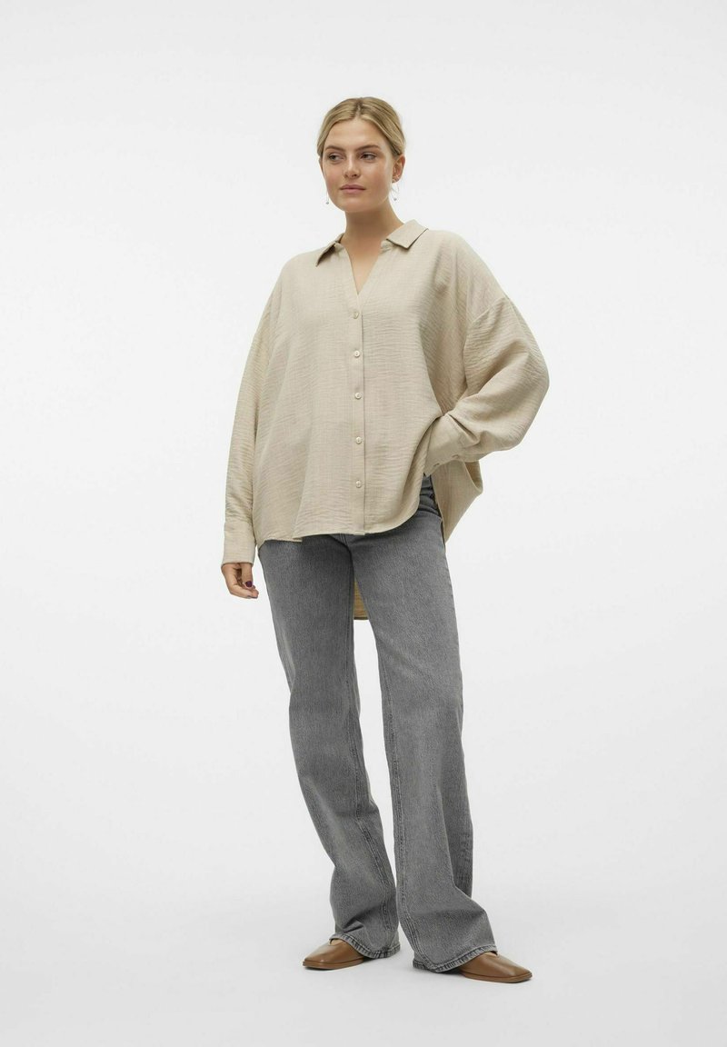 VERO MODA Vmmelaney Queeny LS - Camicia Donna In Bianco, Maniche Lunghe, Colletto Classico
