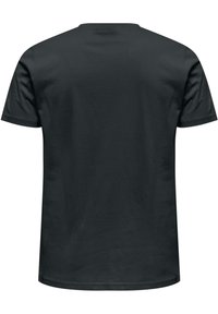 T-shirt à manches courtes gris foncé en coton. Présente un col rond et une texture lisse et uniforme sans graphiques ni embellissements.