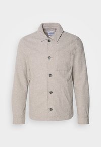 CROPPED LENGTH OVERSHIRT JACKET - Chaqueta fina - dark sand melange