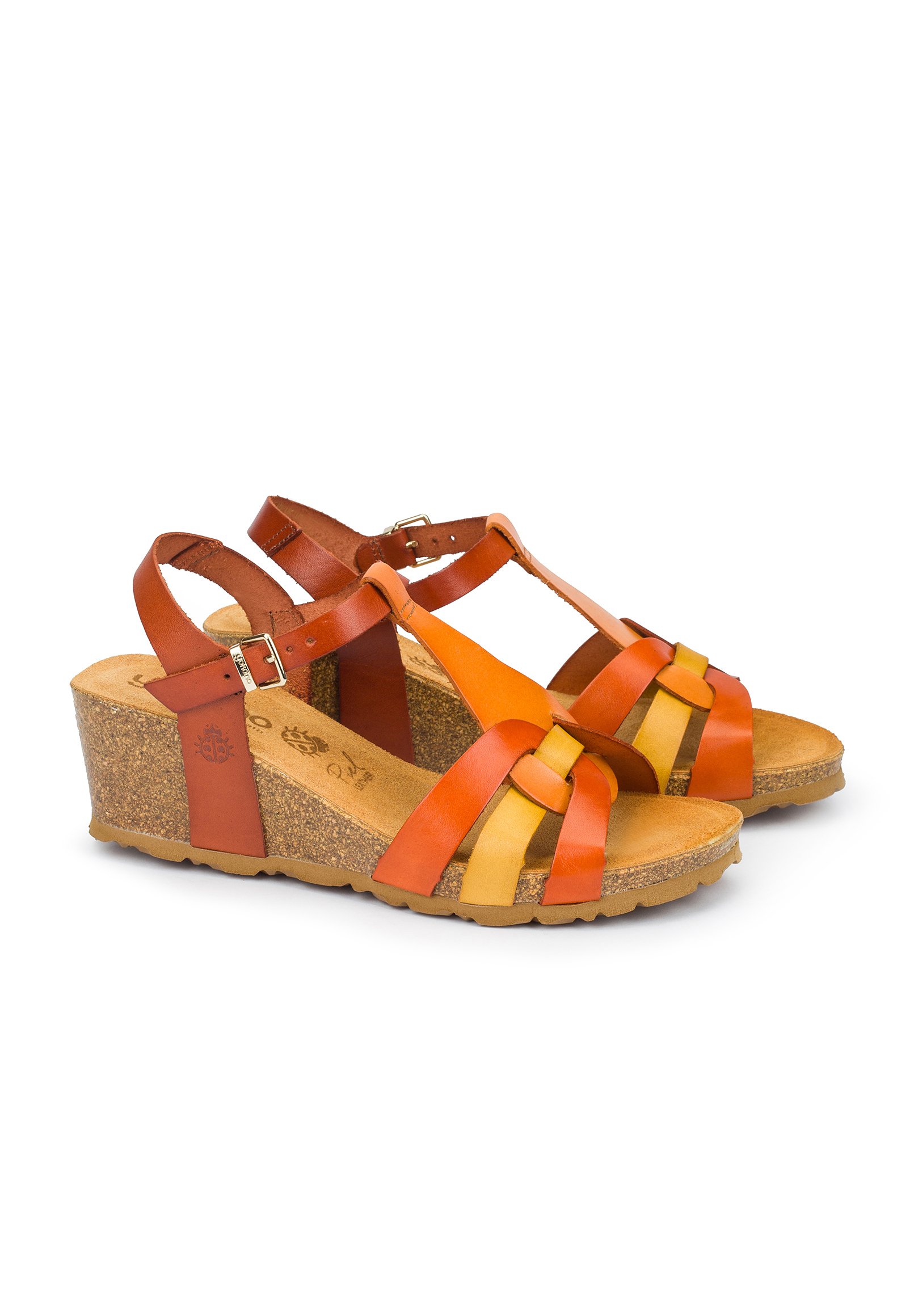 Yokono Sandalias de cuña - orange/denim caldera - Zalando.es