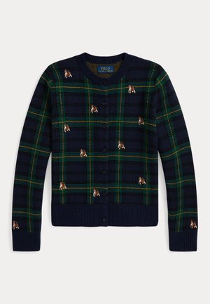 DOG-EMBROIDERED WOOL CARDIGAN - Vest - navy/multi-colored