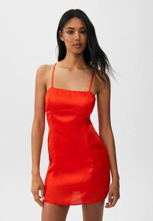 WITH GATHERED NECKLINE - Day dress - red