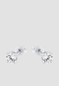 Silvriga studörhängen med runda, klara cubic zirconia-stenar, med en polerad, slank finish och en enkel inställningsdesign.