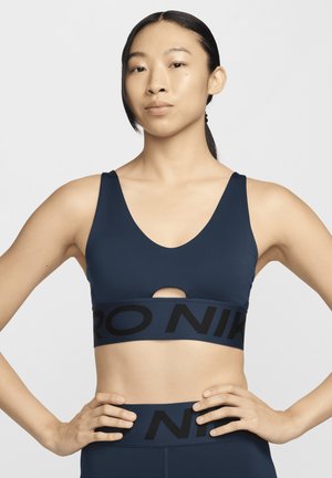 INDY PLUNGE BRA BOLD - Medium support sports bra - armory navy/black/(white)