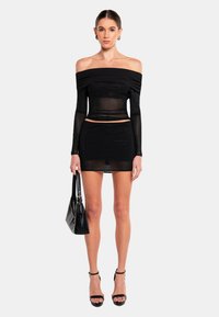 OW Collection OFF SHOULDER RHINESTONE - Camicetta - black