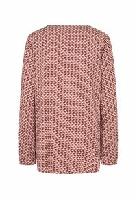 Langærmet bluse i blødt stof med et geometrisk pink mønster med mørke accenter, en bred halsudskæring og en afslappet pasform.