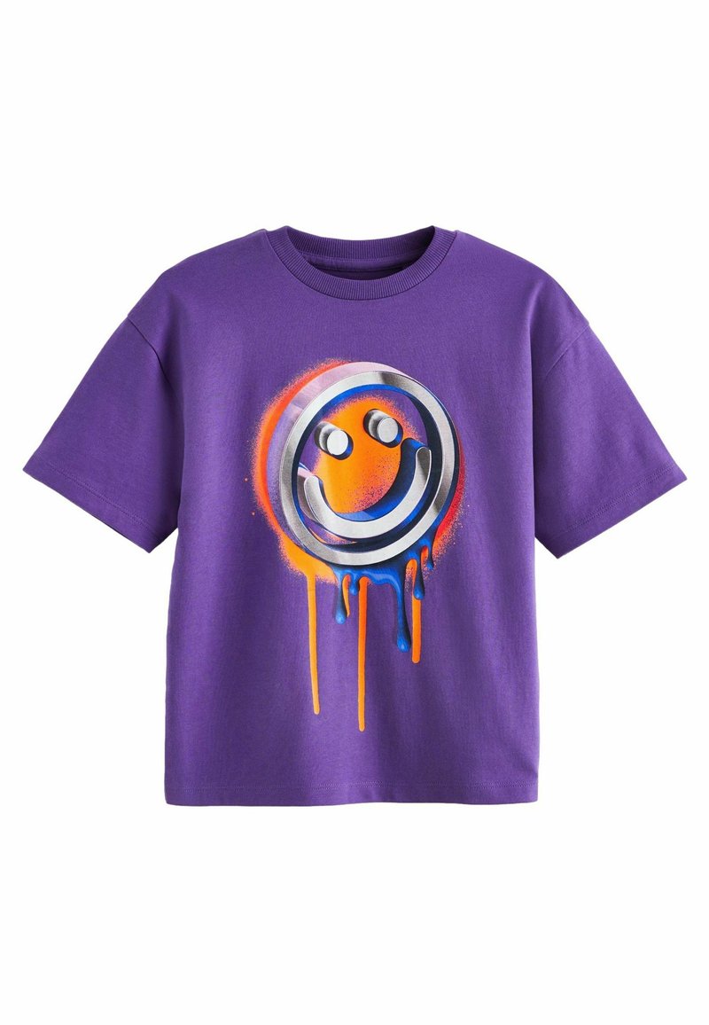Next RELAXED FIT SHORT SLEEVE GRAPHIC STANDARD - Printtipaita - purple smile