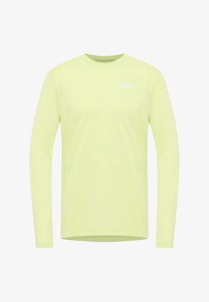 Maglietta a maniche lunghe di un brillante giallo-verde, realizzata in un tessuto morbido e leggero. Presenta un colletto tondo e un logo discreto sul petto.