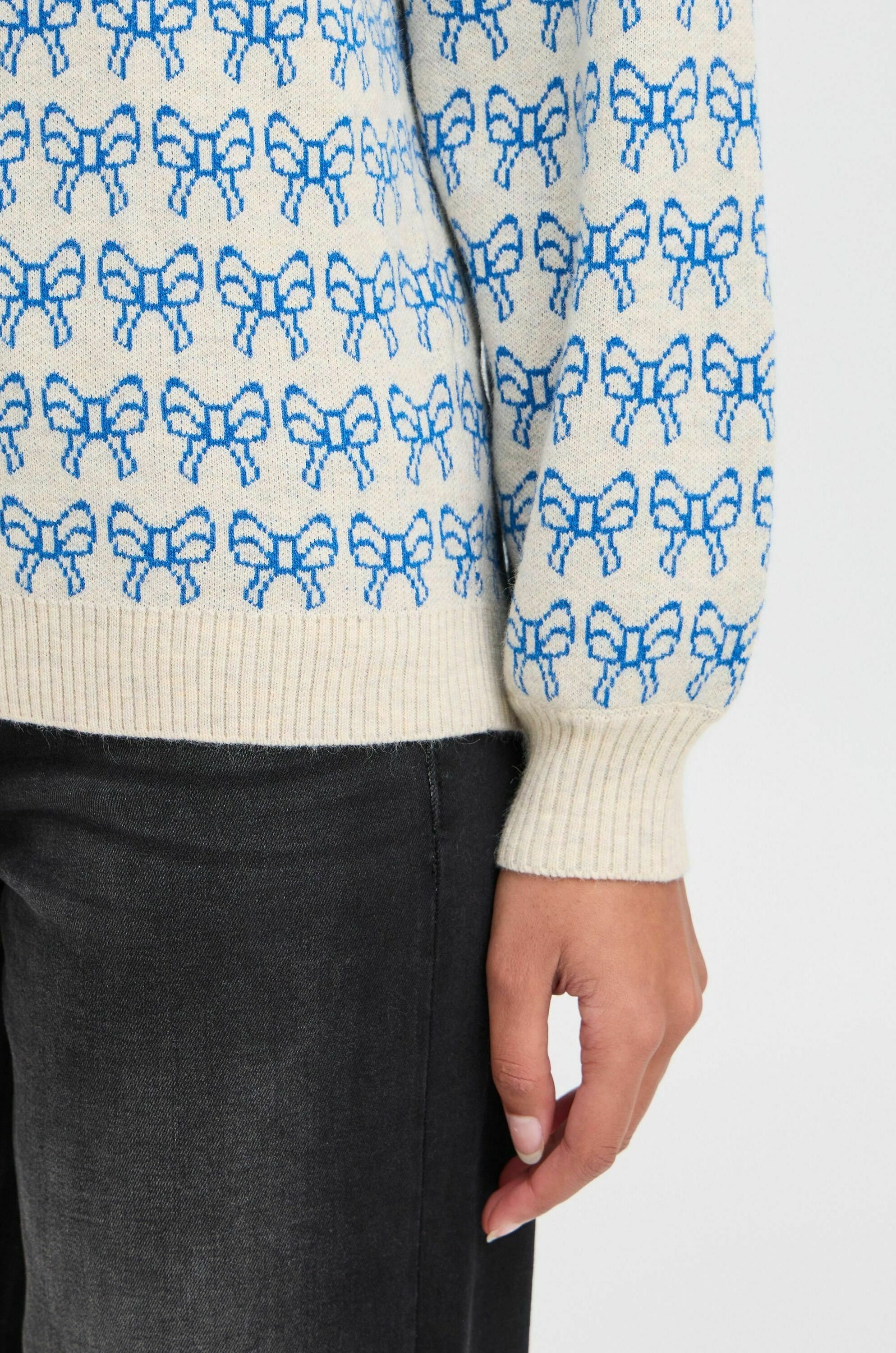 売れ筋商品|||イチ ニット&セーター レディース アウター IHBRIELLE - Jumper - oatmeal w. turkish sea IHBRIELLE Knitted pullover in oatmeal w. turkish sea colour
