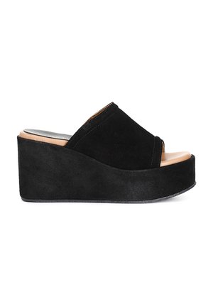 Heeled mules - black