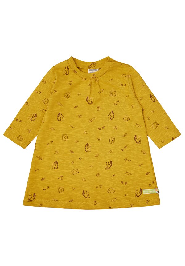 KLEID SLUB JERSEY MIT DRUCK - Jerseykleid - curry