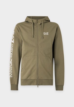 EA7 Emporio Armani, TRAIN LOGO SERIES HOODIE EXTENDED LOGO - Φούτερ με φερμουάρ - kalamata/white