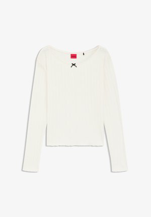 HUGO, POINTELLE LS-SHIRT, mleczny