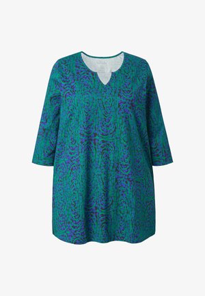Ulla Popken, RIPPLE PRINT POCKET - Langærmet T-shirt - azure