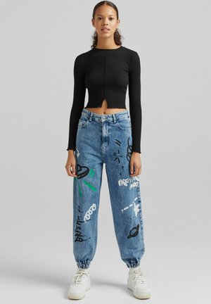 JOGGER - Relaxed fit jeans - blue black denim