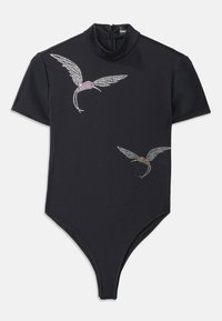 SHORT HUMMINGBIRD RHINESTONE BODYSUIT - T-Shirt print - black/silver-coloured