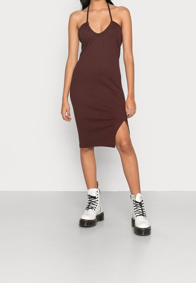 Missguided Stickad klänning - brown