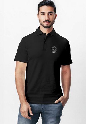 POLOSHIRT HERREN MIT SONNE GRAFIK PRINT – KURZARM POLO SOMMER - Polo shirt - schwarz
