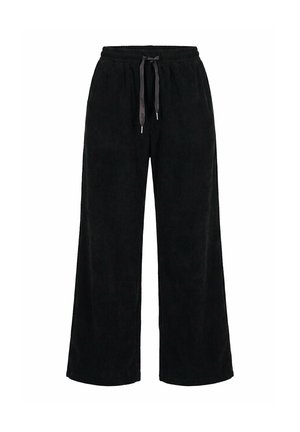 Ulla Popken, WIDE LEG DRAWSTRING WAIST CORDUROY PANTS - Pantalones - black