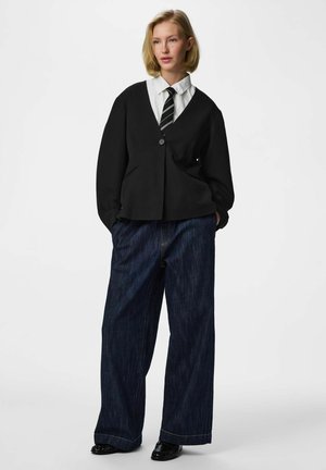 Pieces WIDE GEGGO MW PULL-UP - Blugi loose fit - dark blue denim