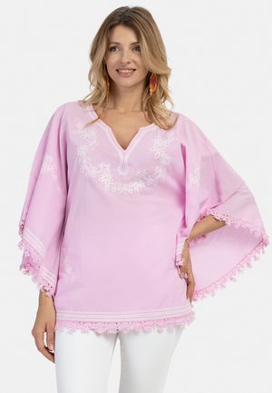 PONCHO - Kapper - rosa weiss