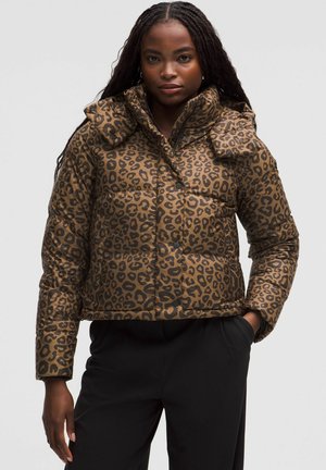 WUNDER PUFF CROPPED - Bunda z prachového peří - leopardo shift desert khaki multi
